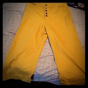 Mustard Yellow High Waisted Cropped Wide Leg Pants
